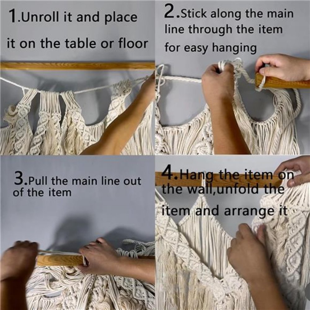 Macrame Wall Hanging Wedding Hanger Macrame Wall Decor Dorm Craftsmanship - Picture 6 of 7